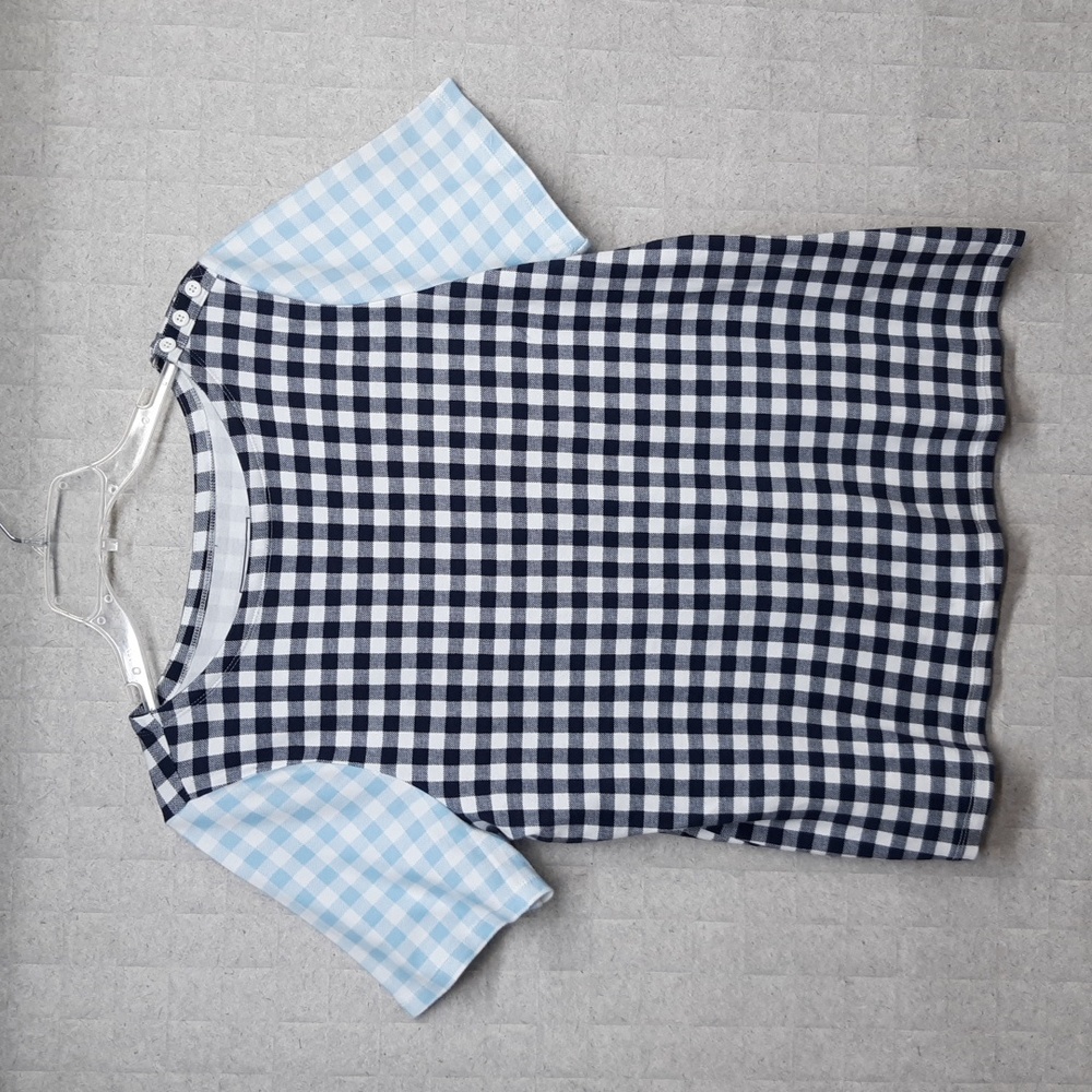 Charter Club Women's Gingham Print Short Sleeve Top